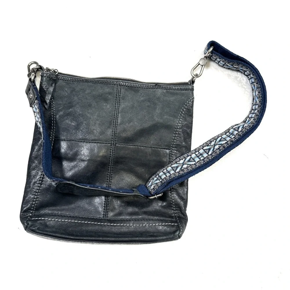 The Sak Lucia Women's Black Leather Crossbody Bag Purse Adjustable Webbing Strap - Picture 5 of 8